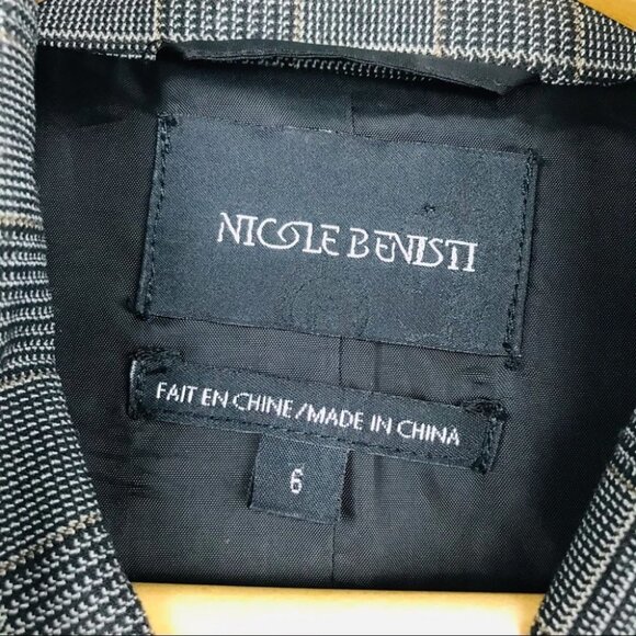 Nicole  Benisti Gray Plaid Single Breasted blazer Jacket women size  6 - Picture 11 of 14